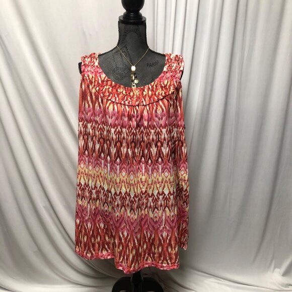 Gloria Vanderbilt Tunic Womens Size 1X Maroon Pink Sleeveless Relaxed Top - Picture 1 of 9
